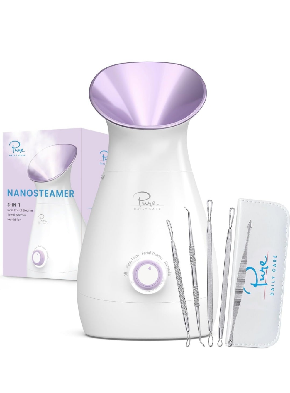 Ionic Facial Steamer with Precise Temp Control - Humidifier - Unclogs Pores - Blackheads - Spa Quality - Bonus 5 Piece Stainless Steel Skin Kit (Teal)