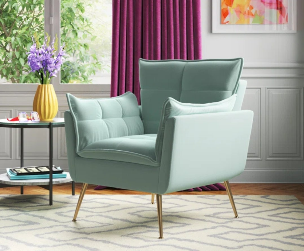 Tufted Back Upholstered Armchair Velvet