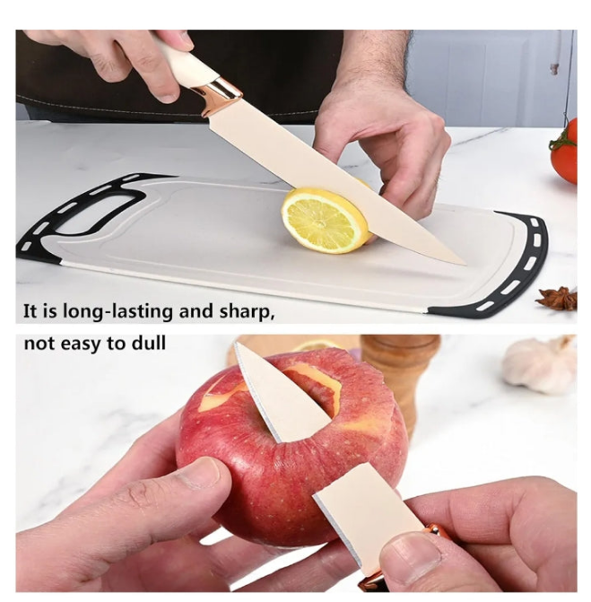 Nice 19 Piece Kitchenware Utensils and Knife Set Includes: 9 Piece Silicone Cooking Utensils- 5 Piece Sharp Stainless Steel Chef Knives- Scissors- Whisk Tongs and Cutting Board,