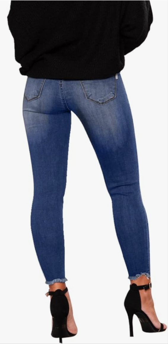 Skinny Ripped Trendy Jeans Distressed Stretchy Denim Pants