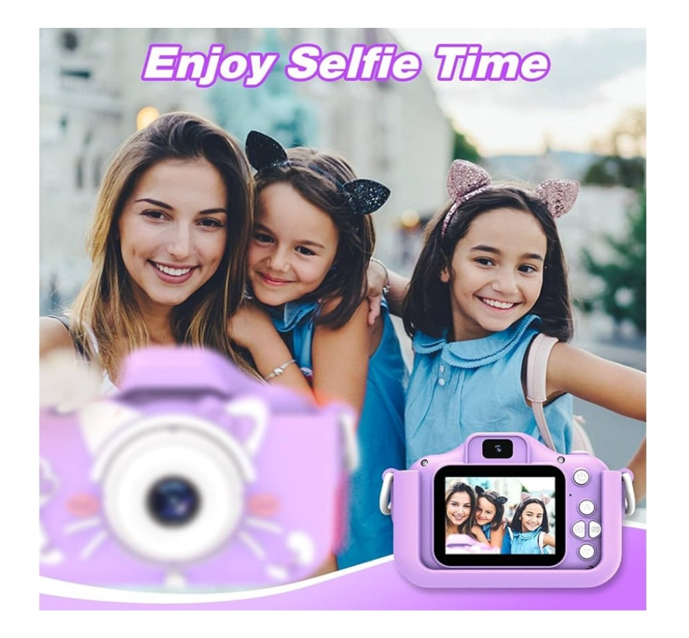 Kids Camera Toys for 3 and up Year Old Girls Boys,Children Digital Video Camcorder Camera with Cartoon Soft Cover, Best Chritmas Birthday Festival Gift for Kids - 32G SD Card Included