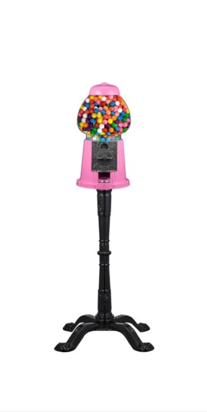 Bubble Gum Machine with Stand - Vintage Style Gum Ball Machine - Style Candy Dispenser Vending Machine with Glass Globe and Metal Base, Red Pink or Blue