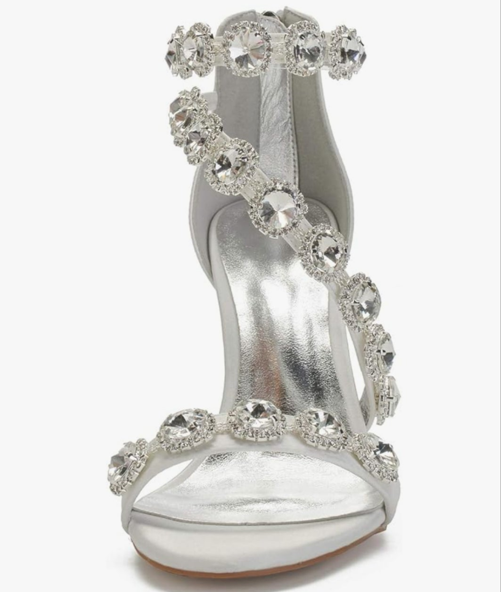 Ankle Strap High Heel Pumps Crystal Formal Evening Prom Party Dress Shoes stunning