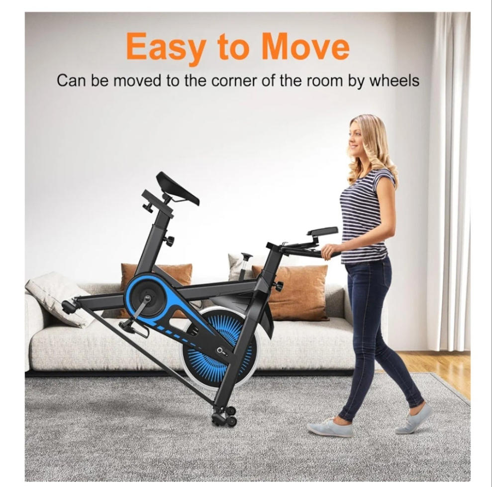 Exercise Bike Indoor Cycling Bike for Home Cardio Gym Workouts Stationary Bikes for Home with 300 lbs Weight Capacity, Blue