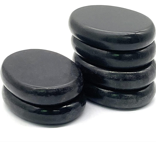 Personal Large Massage Stone Set Basalt Hot Rocks Stones, 2.36 In 3.15 In,Black,6 Count
