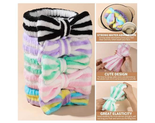 Makeup and Spa Headbands, Bow Headbands for Women's Skincare and Face Washing