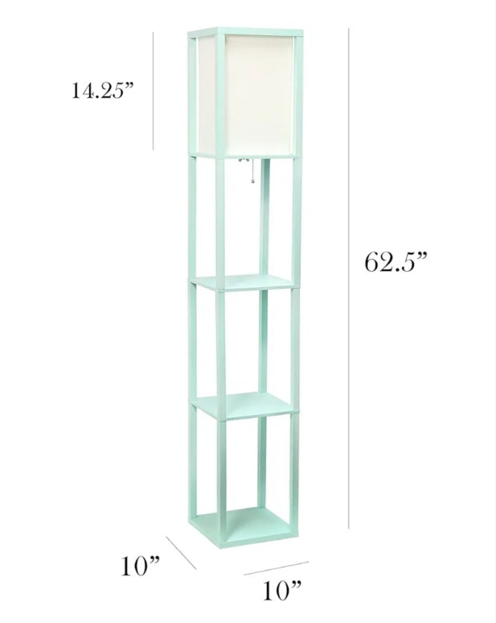 3 Shelf Floor Lamp with White Linen Fabric Shade for Home Décor, Office, Study, Bedroom, Living Room, Dining Room,