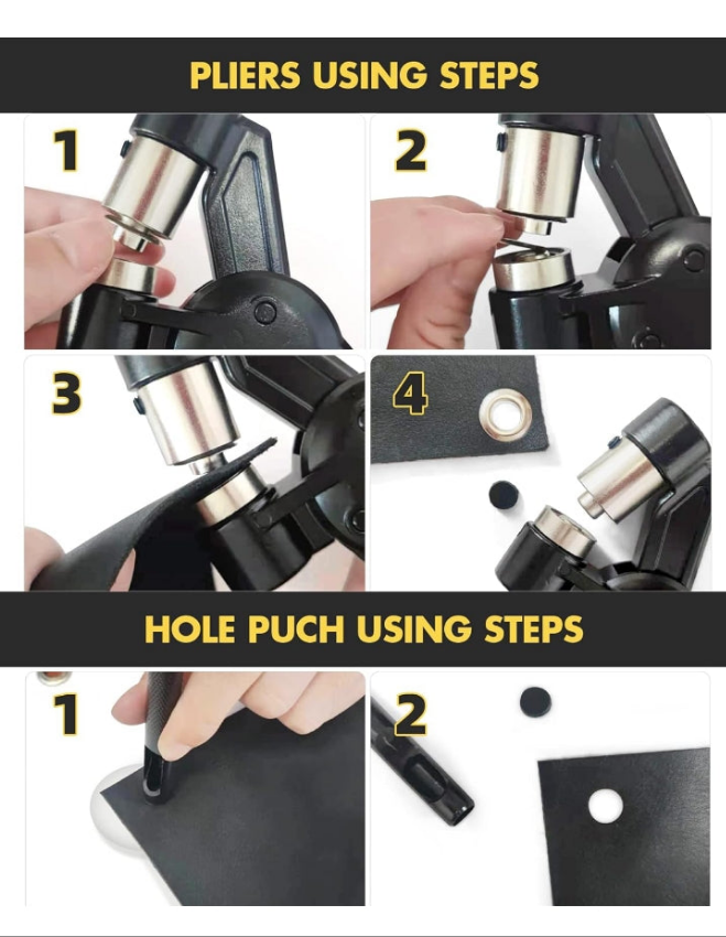 Grommet Tool Kit, 3/8 inch Handheld Eyelet Kit Manual Grommet Press Machine with 500 pcs 10 mm Grommets