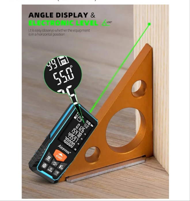 Laser Measure with Large Backlit Screen, Digital Laser Measurement Tool with Electronic Angle Measures Distance, Area and Volume(Green Beam)