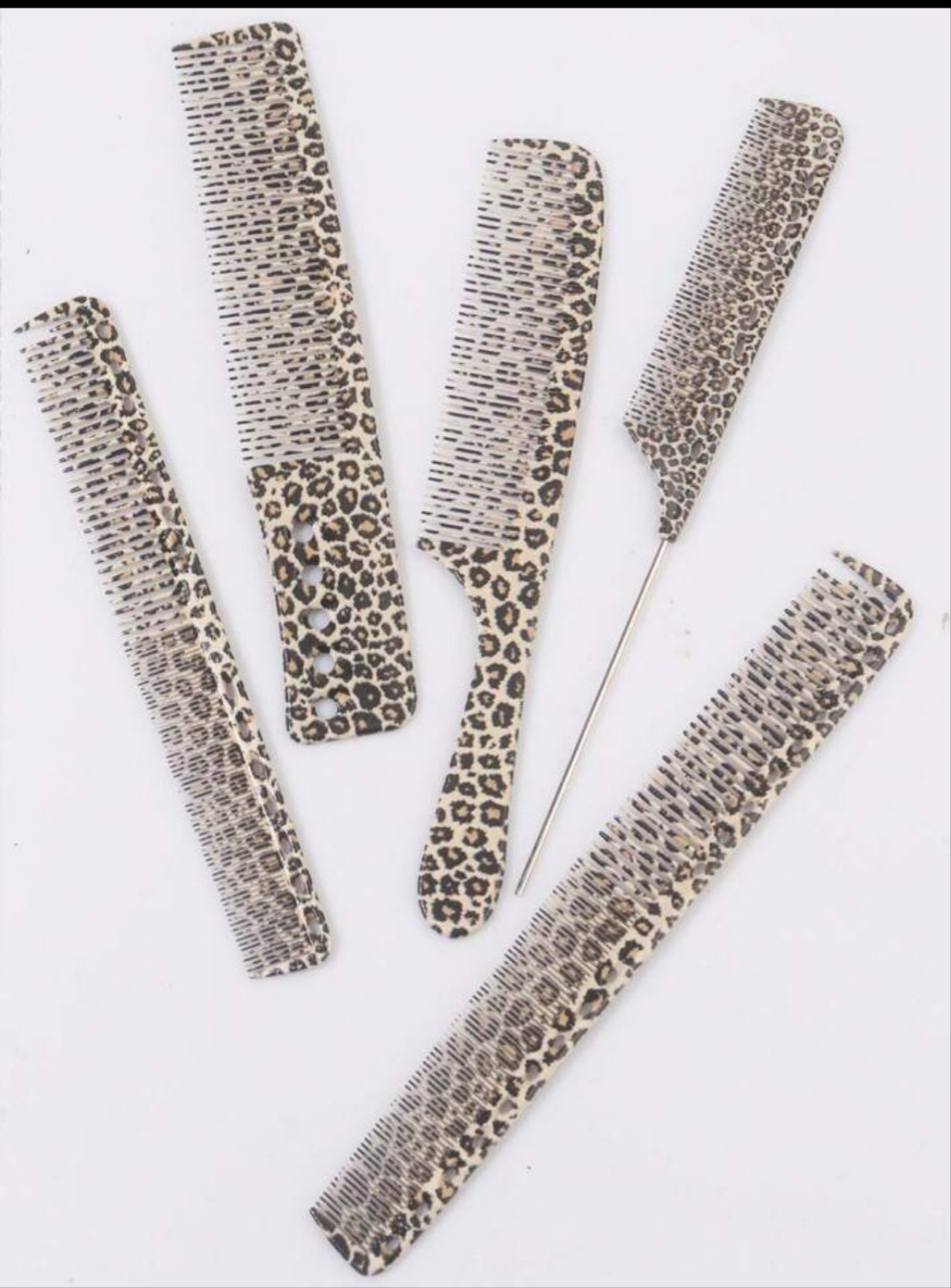 10pc Professional Leopard Pattern Hair Cutting & Styling Comb,Hair Salon Barber Styling Comb ForSalon And Home Use Hair Brush
