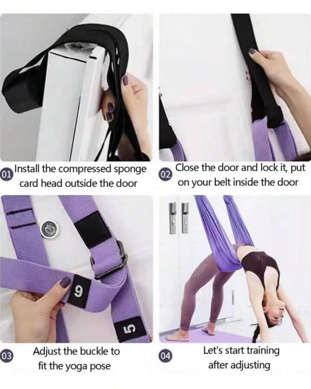 Adjustable Aerial Yoga Strap, Hammock Ceiling Mounted Flexibility Stretching Rope For Stretching, Back Bending, Inversion 100%polyester