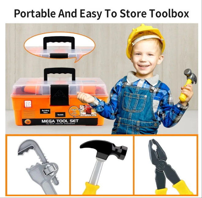 Power Tool Drill Set】The toys drill comes with 4 interchangeable drill bits for different functions, it only requires 2AA batteries that simulate sound and movements, which is more attractive and develop kids' imagination.
【Handheld Tool Kit