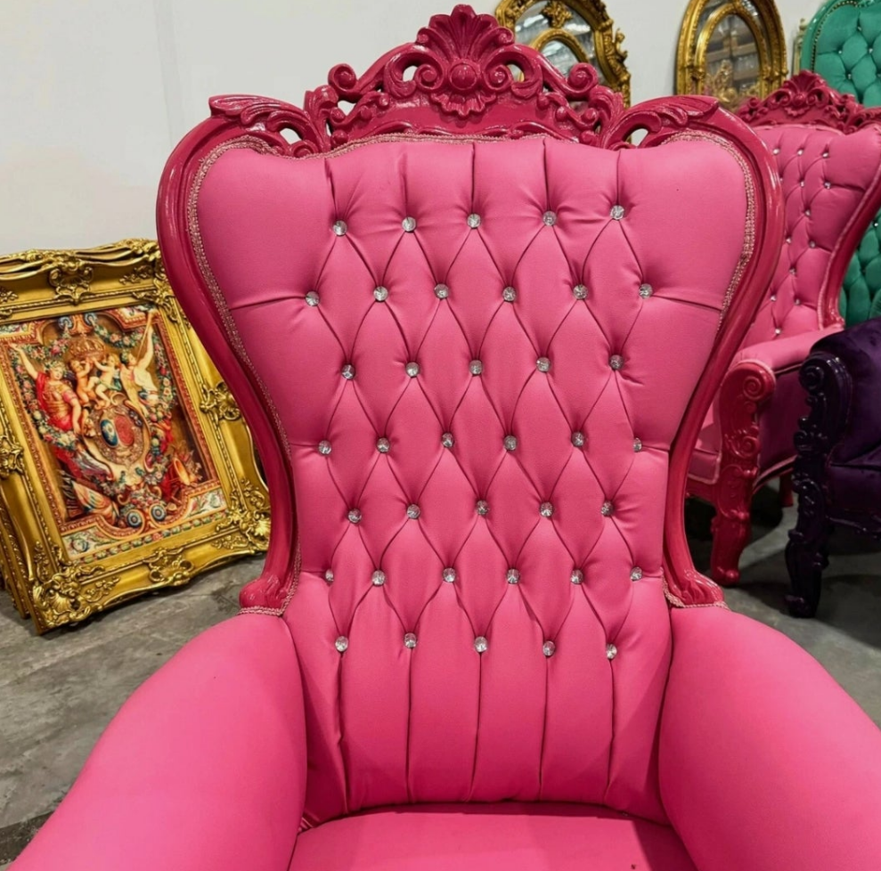 French Style Throne Chair Midsize Tufted Chair in velvet or leather depending on the chair you choose.