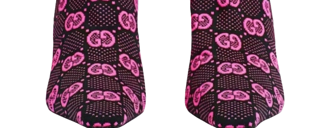 Gucci GG 75mm Knit Ankle Boots
Black Fluorescent Pink Fabric