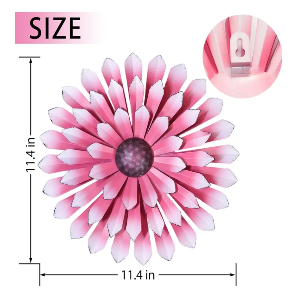 5 pieces Pink metal wall art