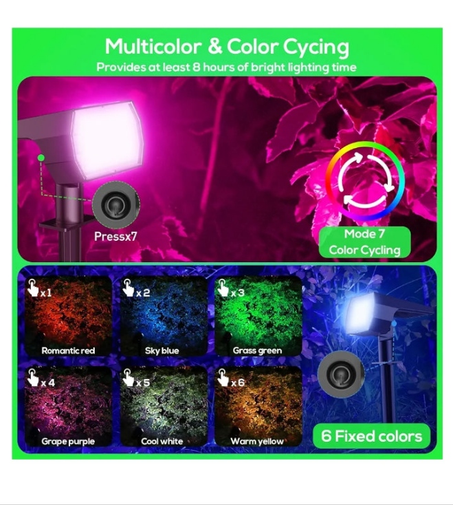 Solar Spot Lights Outdoor Waterproof, 3 Lighting Modes Solar Landscape Lights for Outside, 56LED Solar Powered Lights Dusk to Dawn Pack of 6