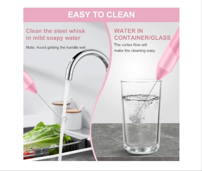 Double Whisk Frother, Handheld Electric Blender stick, Drink Mixer with Food Grade Stainless Steel Stirrer, Battery Operated Foam Maker for Coffee, Cappuccino, Frappe, Matcha, Hot Chocolate Latte