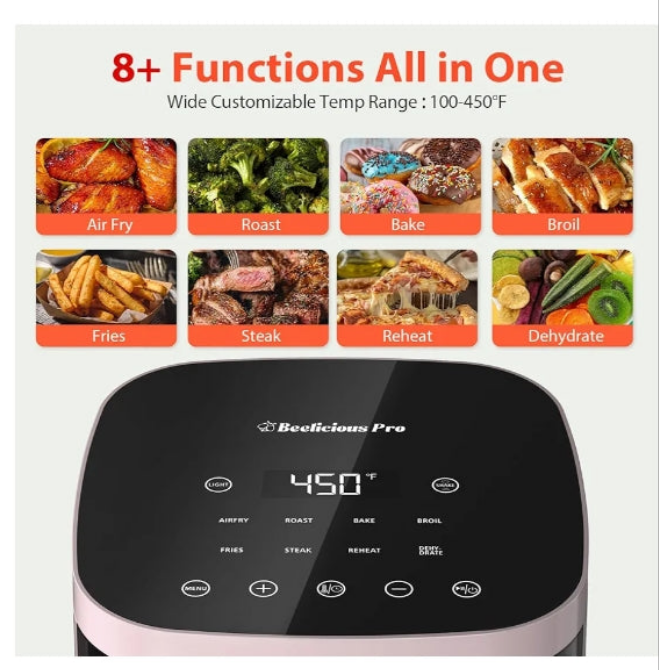 Air Fryer, 8-In-One Smart Compact 4QT Air Fryers, with Viewing Window,Shake Reminder,450°F Digital Airfryer with Flavor-Lock Tech,Dishwasher-Safe & Nonstick,Fit for 1-3 People,