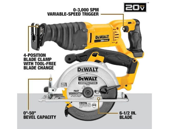 DEWALT 20V MAX Power Tool Combo Kit, 10-Tool Cordless Power Tool Set with 2 Batteries and Charger