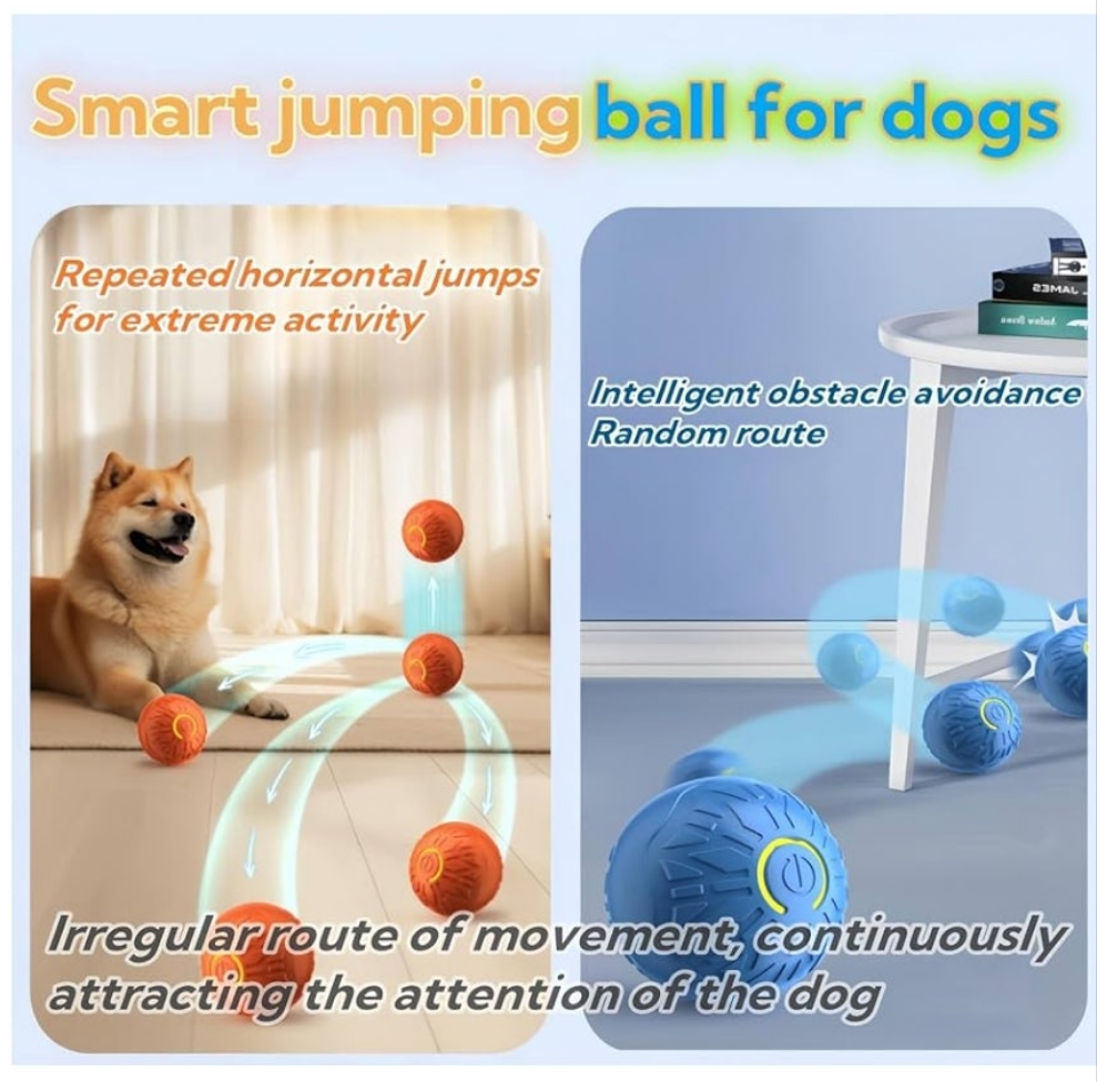 Active Rolling Ball Dogs and Cats, Squeaky, USB Rechargeable
