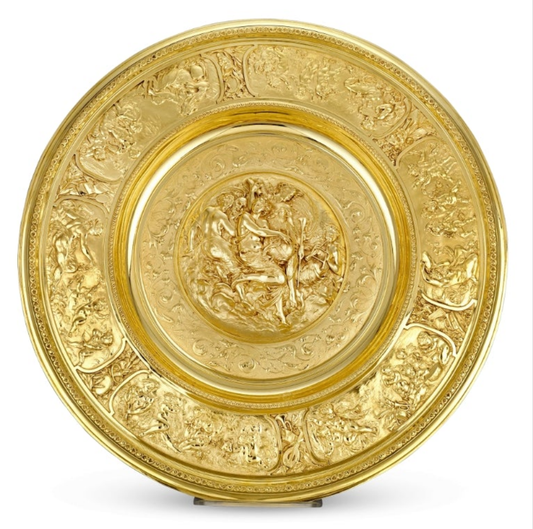 Rothschild "Poetry" Sterling Silver Gilt Salver by Elkington & Co.