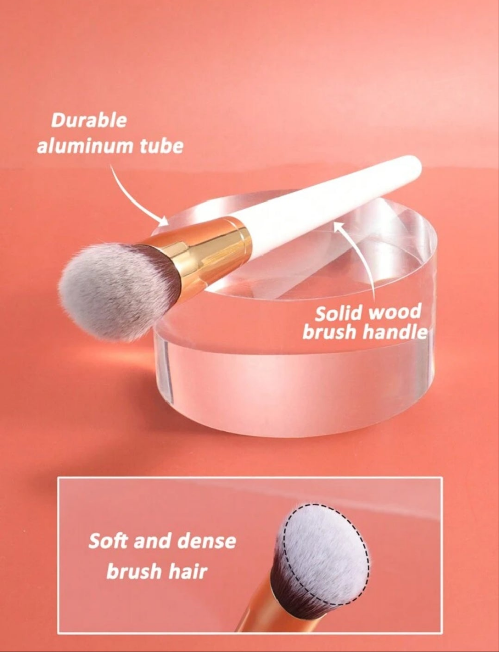 1pc Large Foundation Brush With Circular Oblique Head, Professional Synthetic Hair Makeup Brush For Contouring