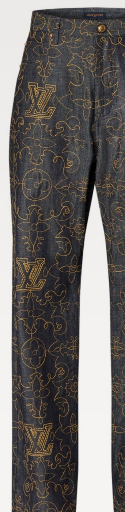 Louis Vuitton Embroidered Denim Jacket and Embroidered Denim Pants 2 piece outfit
