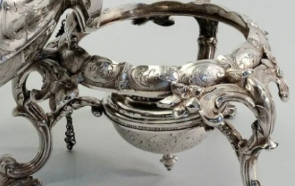 An exquisite piece 925 Sterling Silver William IV English sterling teapot on stand 1837 - 16" high x 9" wide x 12" deep