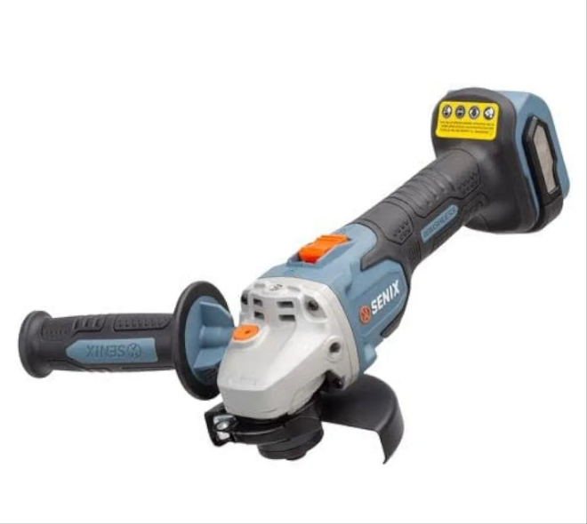 SENIX PAX2125-M2-0 X2 20 Volt Max* 5-Inch Brushless Angle Grinder Tool, 8500 RPM Max, 3-Position Auxiliary Handle, Spring-Loaded Safety Slide Switch, Tool Only, Battery Not Included