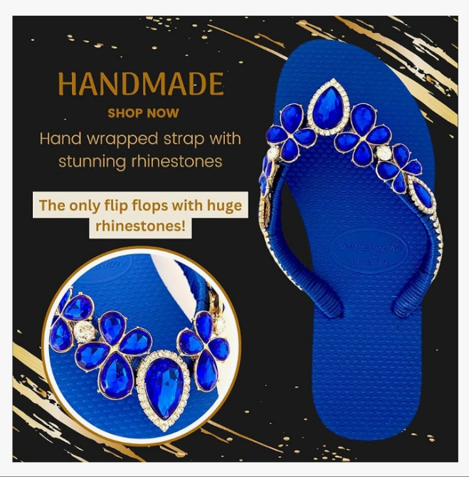 Glam Rhinestones Flip Flops For Women