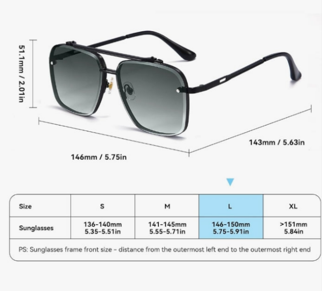 Square Aviator Sunglasses for Men and Women Fashion Metal Vintage Gradient Shades Sunglasses UV400 Protection