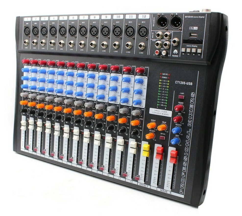 12 Channel Mixing Console Audio Mixer DJ Controller Professional