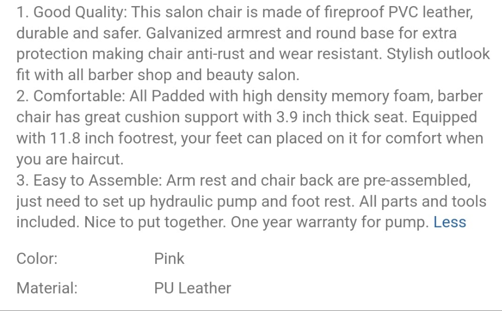 Salon Chair Heavy Duty for Stylist, Barber Chair White 360 Degree Swivel, Hydraulic Pump for Hair Cutting, Beauty Spa Styling Hairdressing Tattoo Equipment