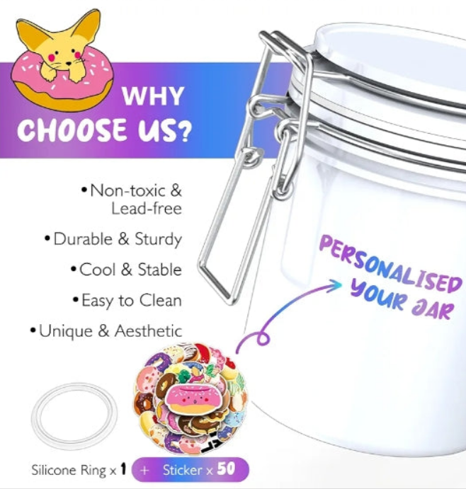 Half Oz (250ml), Separate Space for Humidity Pack Spices Fresh For Months Storage Jar with Clamp Lid Double Sealed Airtight Jar