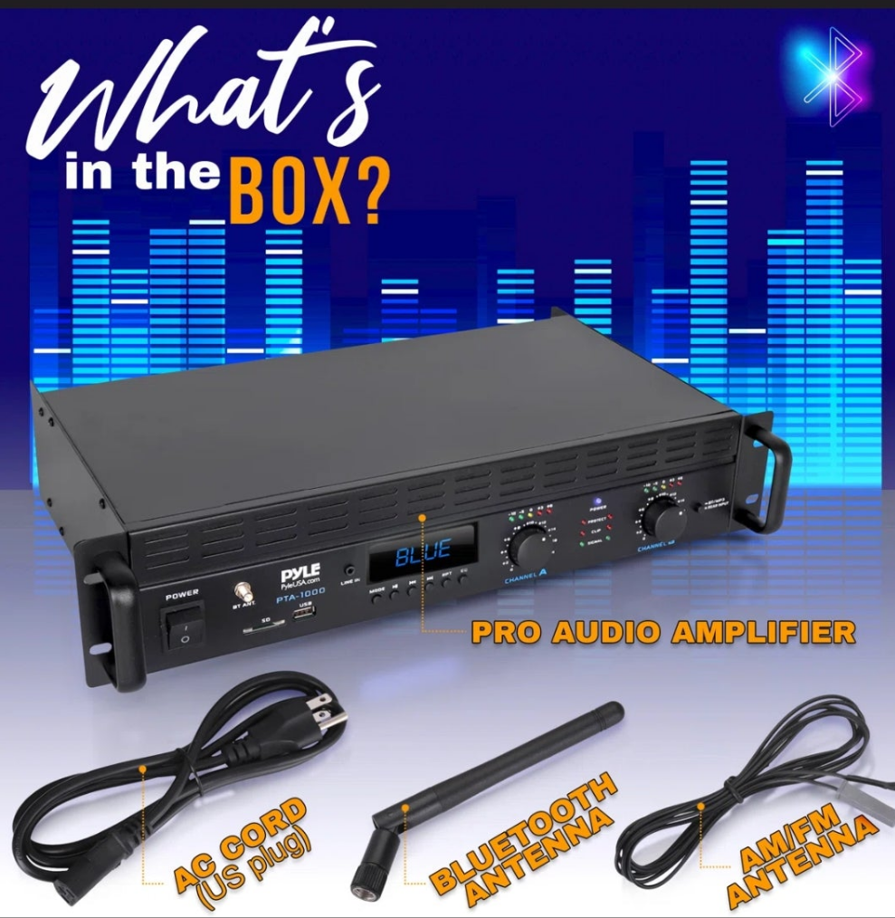 2-Channel Bluetooth Power Amplifier - 2000W Bridgeable Rack Mount Pro Audio Sound Wireless Home Stereo Receiver W/Trs Xlr Input,Lcd, Bridge Mode, Cooling Fan - Entertainment Speaker System