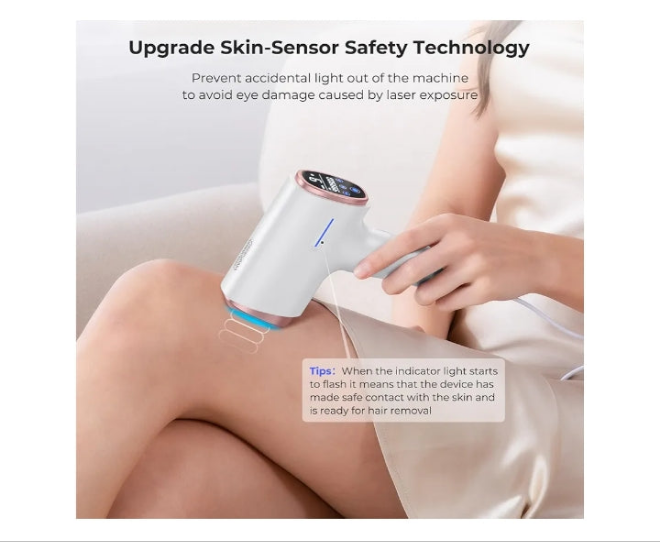 Laser Hair Removal for Women & Men, 45°F Ice-Cooling Contact, Safe & Virtually Painless Alternative to Salon IPL Hair Removal Device, Long-Lasting Hair Removal from Home, with Razor & Glasses