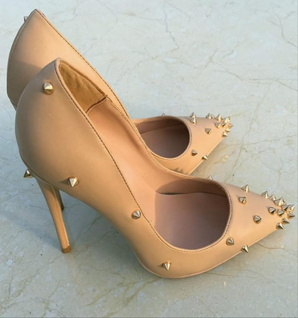 Sexy Heels Pumps Studded Rivett Party Prom Event Birthday Wedding Shoes
