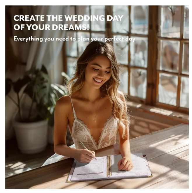 Wedding Planner for Bride - Wedding Planning Book and Organizer - Bridal Wedding Planner Notebook & Binder with Checklist & Countdown Calendar