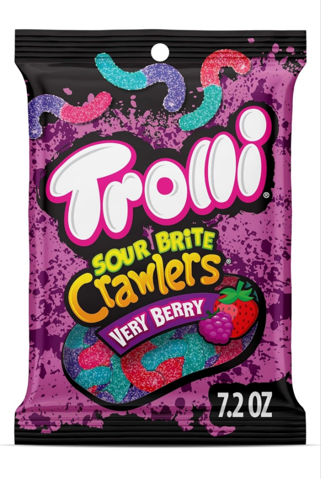 Trolli Sour Brite Crawlers, Candy, Sweet and Sour, Gummy Worms, 7.2 oz