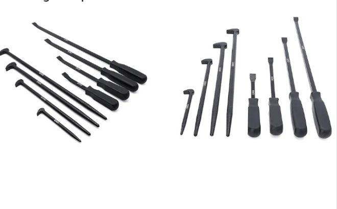 8-Piece Pry Bar Set | 8, 12, 18, 25 Inch Handle Prybars | 6, 12, 16, 20 Inch Rolling Pry Bars | For Prying, Lifting and Moving