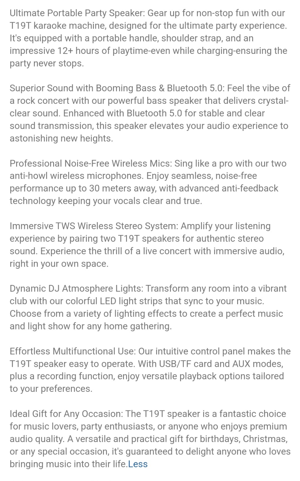 Portable Bluetooth Karaoke Machine With Dual Wireless Microphones - DJ Lights, REC, TWS Support - Ideal For Home Parties And Outdoor Events For Kids & Adults