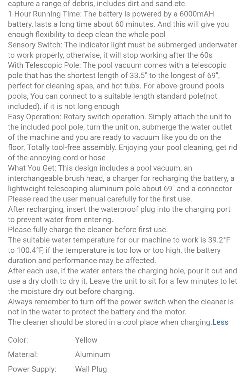 Cordless Pool Vacuum,Handheld Rechargeable Pool Cleaner With Running Time Up To 60-Minutes For Above Ground Pools, Spas And Hot Tubs,Garden Tools, Gardening Tools For Garden