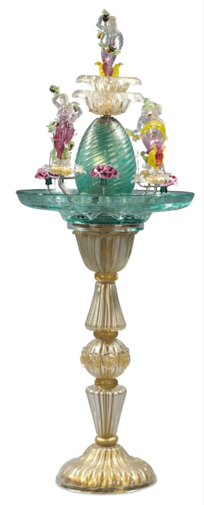 24-Carat Gold Leaf Murano Venetian Glass Water Fountain Incredible