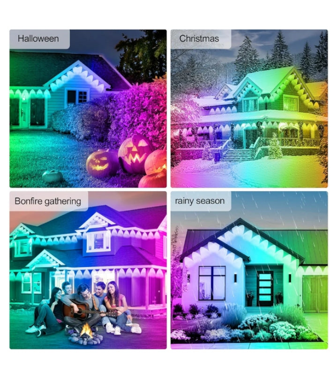 150FT Permanent Outdoor Lights,RGB Eaves Lights with App Control Remote,DIY Scene Modes IP67 Waterproof Outdoor Under Eave Lighting