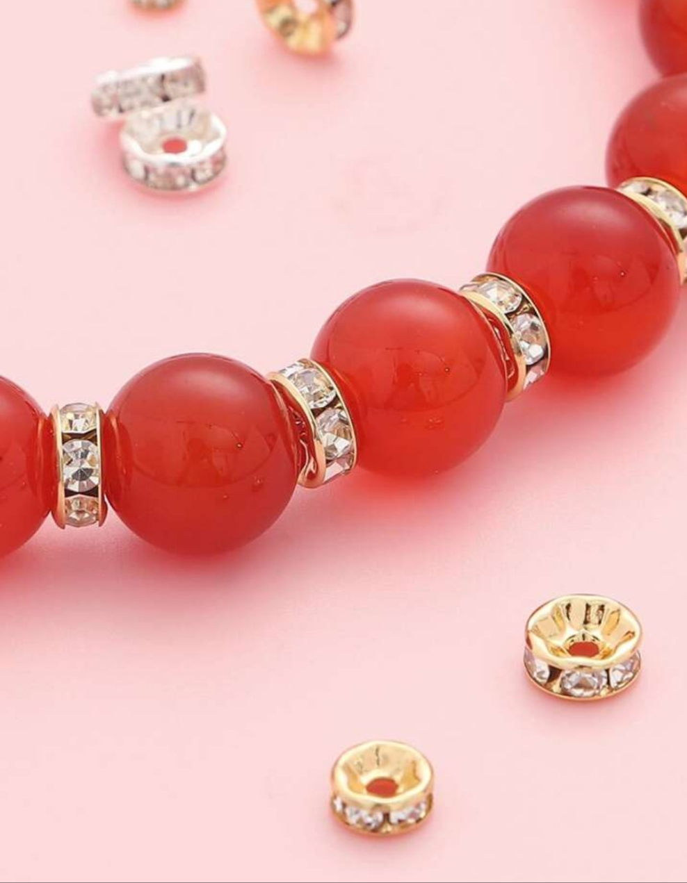 100pcs Rhinestone Diy Handmade Spacer Beads For Jewelry Making Necklace Loose Beads Round Shape With Holes glass