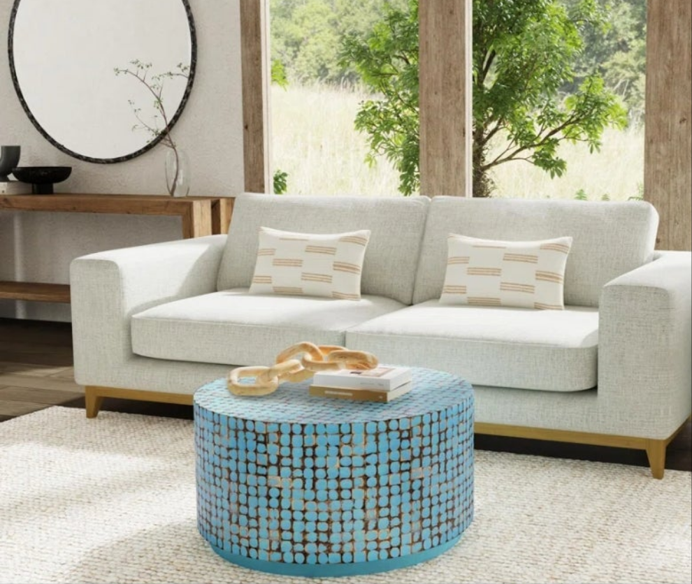 Coffee Table Wood and Coconut Shell definitely unique and cute