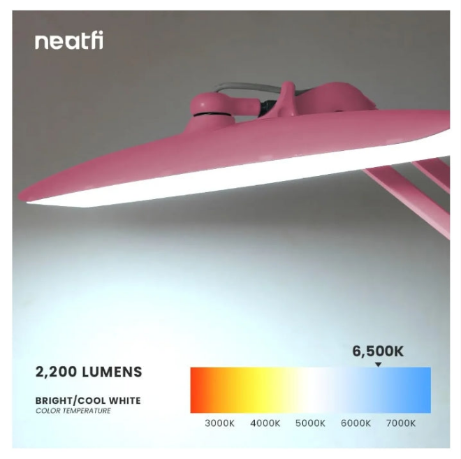 XL 2,200 Lumens LED Desk Lamp with Clamp, 24 Watt Bright Architect Task Lamp, 20 Inches Dimmable Computer Light, Adjustable Desk Light for Home, Office, Crafts, Nails & Hobbies (Non-CCT, Pink)