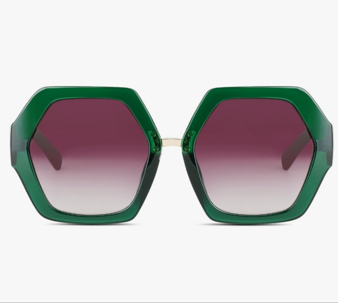 Trendy Extra Large Womens Sunglasses Retro Hexagonal Thick Frame Vintage Oversized Glasses