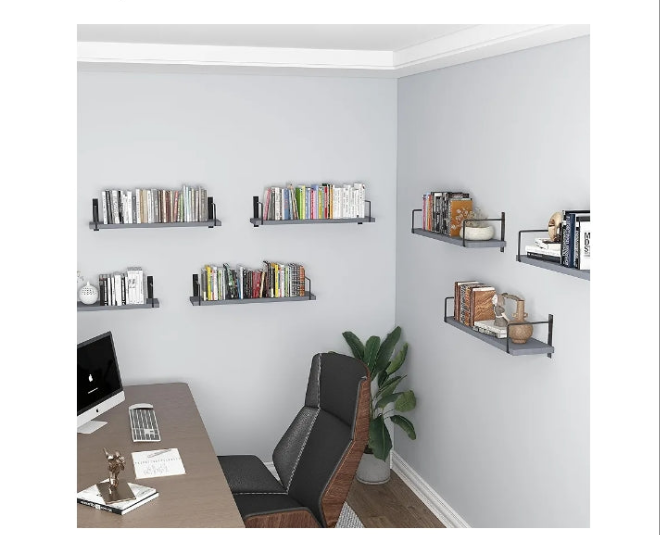 Floating Shelves, 24 Inches Easy to Install Wall Mounted Shelves, Wall Shelves Set of 3, Rustic Wood Shelves for Wall Décor, Storage Shelves for Living Room
