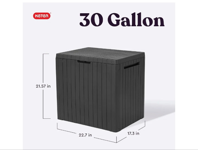 30 Gallon Resin Outdoor Storage Box and Patio Furniture Side Table for Pool and Garden Accessories,